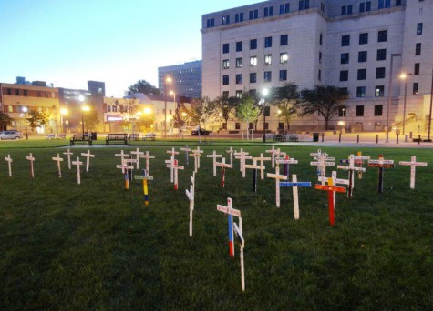 S.T.O.P. crosses on the lawn in front of Camden City Hall, remembering the loss of 54 lives this year.
