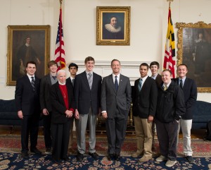 Gonzaga College High School students with Governor O'Malley