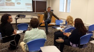 Chris Bacon, Ph.D., speaks to Ohio Fair Trade Expo attendees at John Carroll University