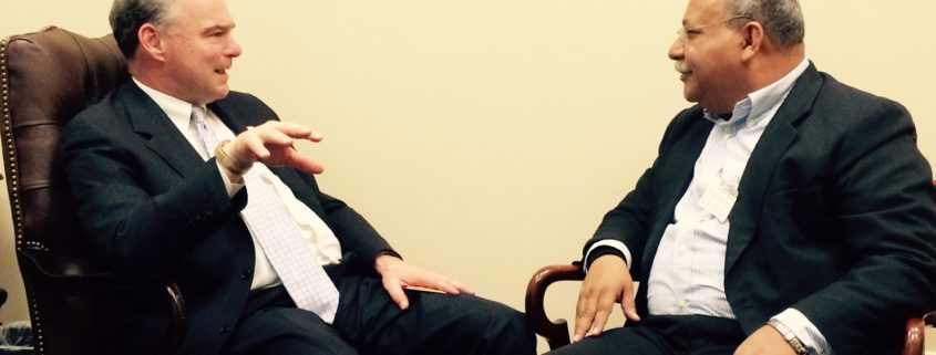 Senator Tim Kaine with Jesuit Ismael Moreno Coto